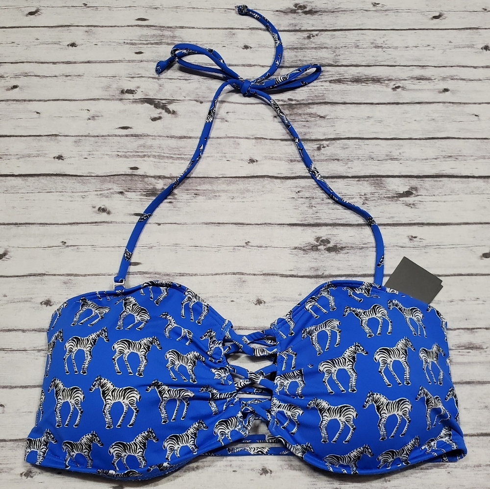 Abercrombie & Fitch Large Bikini Top Zebra Blue
